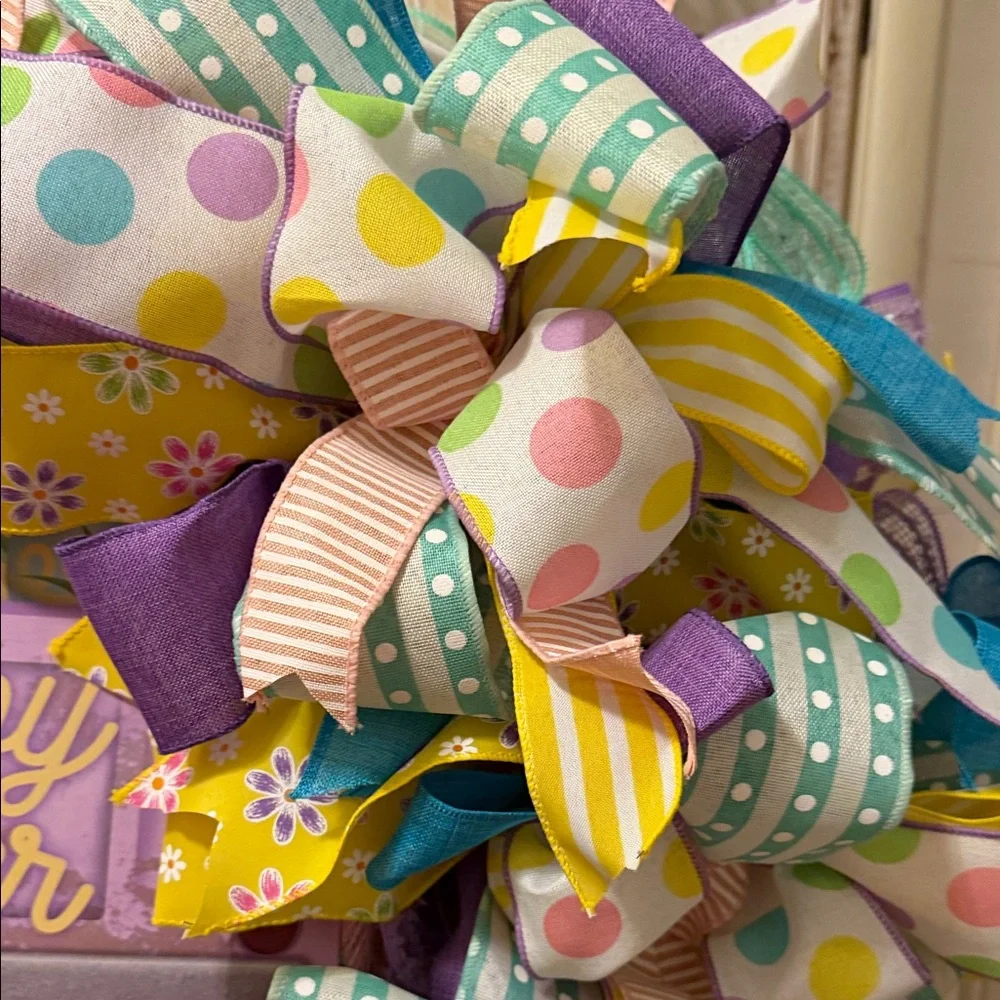 Easter Polka Dot Ribbon Wreath